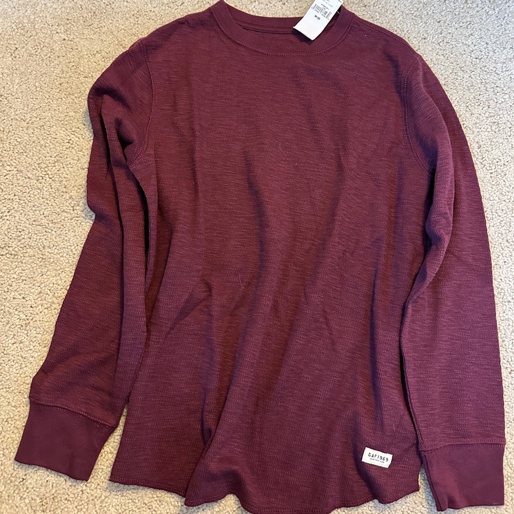 Gap Kids Long Sleeve T, NWT, Burgundy, Boys Medium